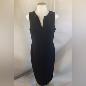 Size 4 Ann Taylor Sheath sleeveless V neck black dress shirt LBD